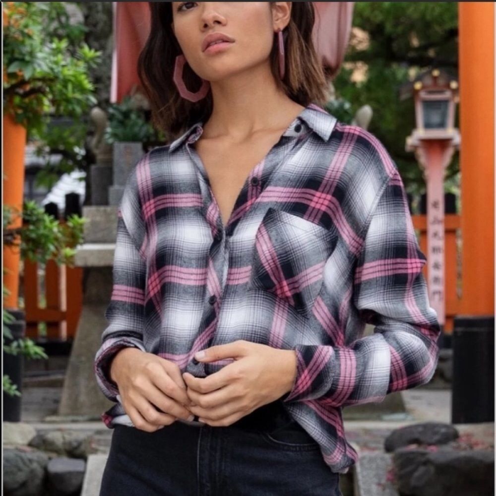 RAILS | Hunter Shirt Plaid Button Flannel Black Taffy Women’s Size Small